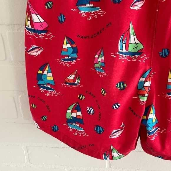 Abercrombie&Fitch Swim Trunks Shorts Red Novelty Sailing Nantucket print Sz S - Picture 13 of 15